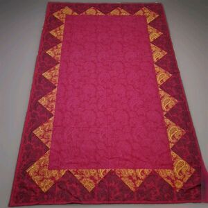 91" X 56" Vintage Vent Du Sud red damask Tablecloth rectangle fabric  maroon
